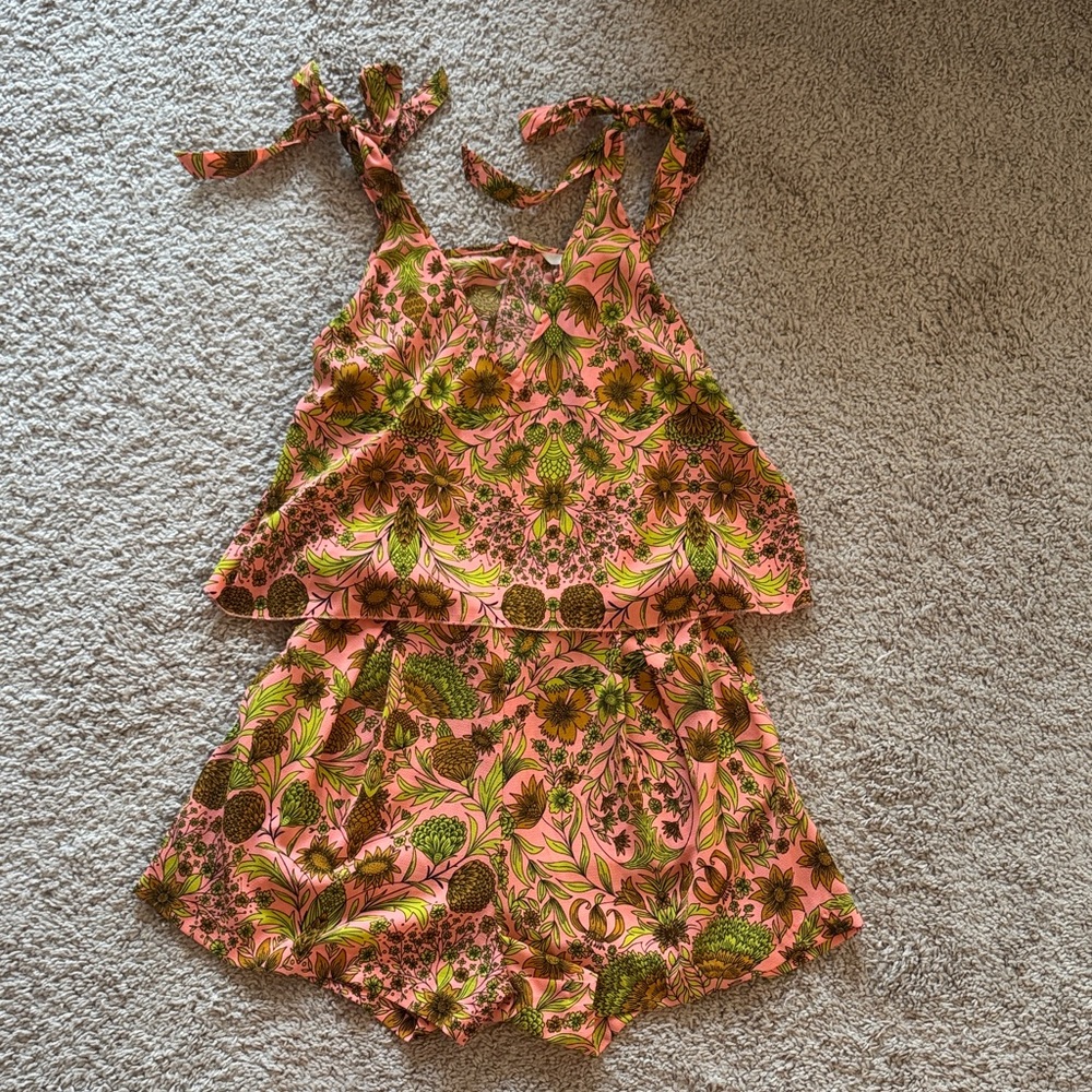 Pink & yellow Floral romper